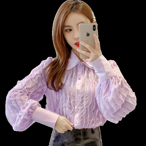 Stílusos női ing két színben, gombokkal és széles ujjakkal