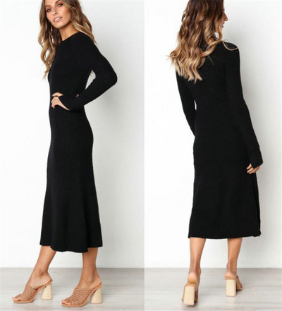 Modern női őszi hosszú ruha fekete és piros színben