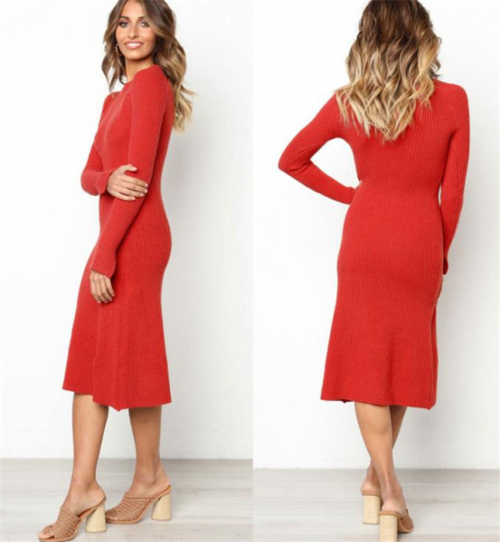 Modern női őszi hosszú ruha fekete és piros színben