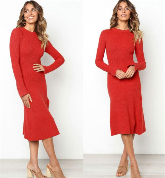 Modern női őszi hosszú ruha fekete és piros színben