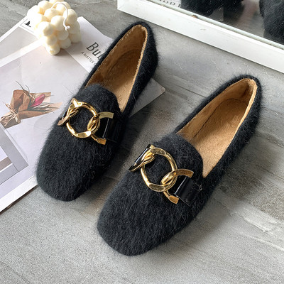 Öko hajból készült modern alkalmi cipő fém csattal több színben