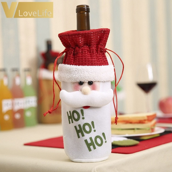 Χριστουγεννιάτικη διακοσμητική θήκη μπουκαλιών με συνδέσμους και στοιχεία 3D σε σχήμα Σάντα, χιονάνθρωπο και ελάφι