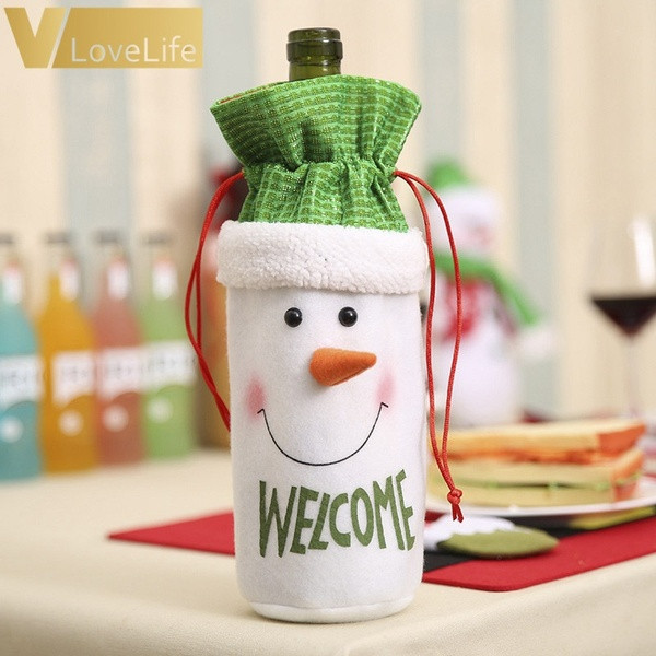 Χριστουγεννιάτικη διακοσμητική θήκη μπουκαλιών με συνδέσμους και στοιχεία 3D σε σχήμα Σάντα, χιονάνθρωπο και ελάφι