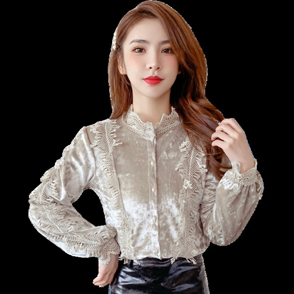 Stílusos női ing két színben, félmagas gallérral és gombokkal