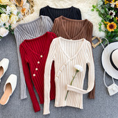 Modern női blúz spitz nyakkivágással és gombokkal, öt színben