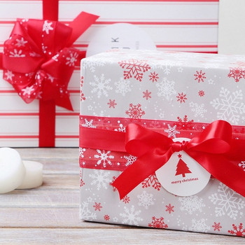 23μ ρολό μεταξιού σε κόκκινο και λευκό με νιφάδες χιονιού κατάλληλο για χριστουγεννιάτικη διακόσμηση και διακόσμηση για δώρα