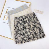 Téli női szoknya magas derékkal, fekete, bézs és kék színben