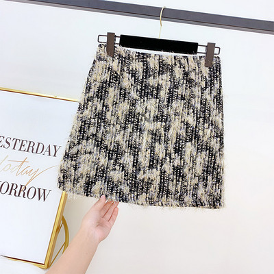 Téli női szoknya magas derékkal, fekete, bézs és kék színben