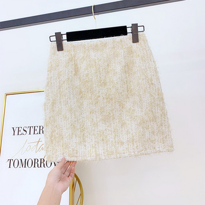 Téli női szoknya magas derékkal, fekete, bézs és kék színben