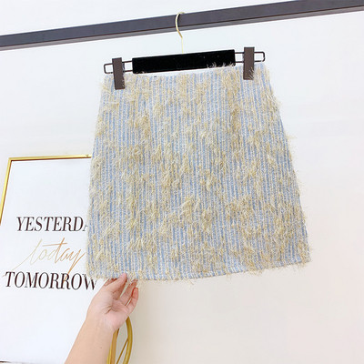 Téli női szoknya magas derékkal, fekete, bézs és kék színben