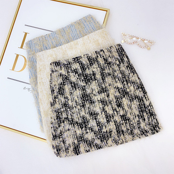 Téli női szoknya magas derékkal, fekete, bézs és kék színben