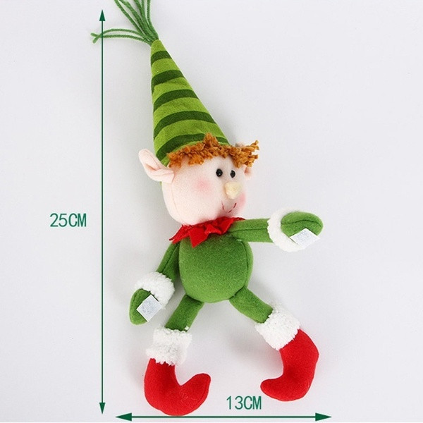 Jucărie de Crăciun de pluș pentru decorarea sticlei în trei modele - Moș Crăciun, om de zăpadă și spiriduș