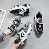 Alkalmi női tornacipő fekete és szürke fűzővel