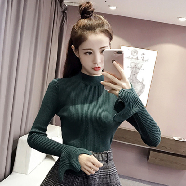 Μοντέρνα Slim Lady μπλούζα σε τέσσερα χρώματα με μακριά μανίκια