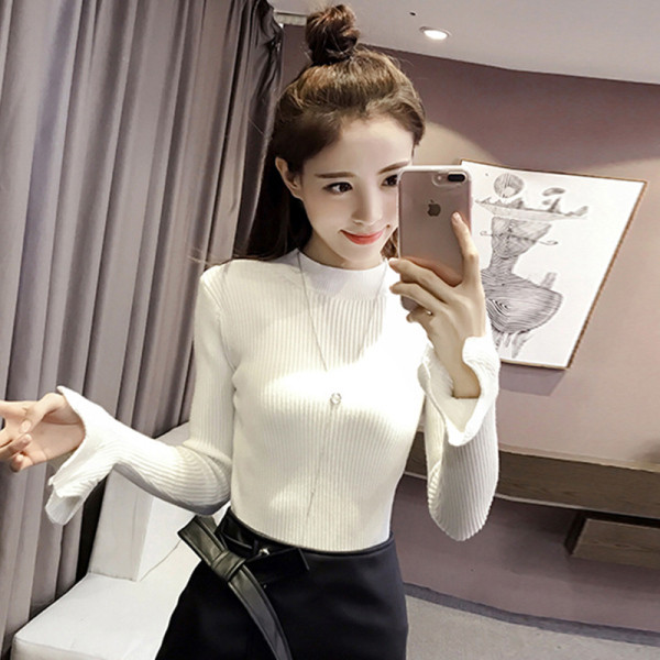 Μοντέρνα Slim Lady μπλούζα σε τέσσερα χρώματα με μακριά μανίκια