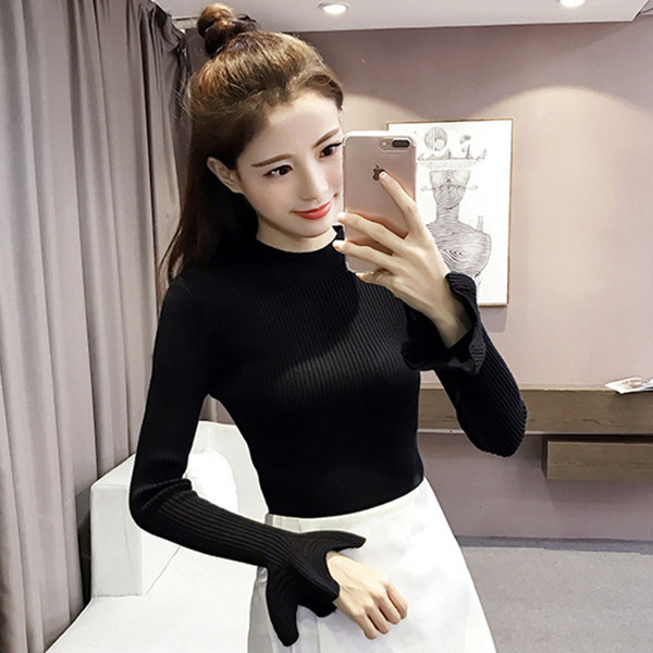 Μοντέρνα Slim Lady μπλούζα σε τέσσερα χρώματα με μακριά μανίκια