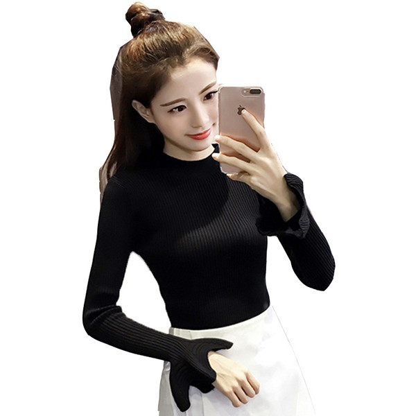 Μοντέρνα Slim Lady μπλούζα σε τέσσερα χρώματα με μακριά μανίκια