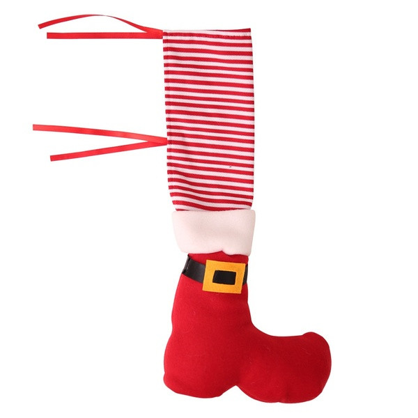 4 τεμάχια Χριστουγεννιάτικες μπότες για διακόσμηση τραπεζιών ή καρέκλας με κόκκινους δεσμούς