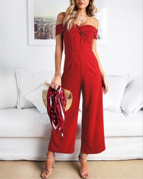 Stílusos női overál csupasz váll fekete és piros színben - két modell