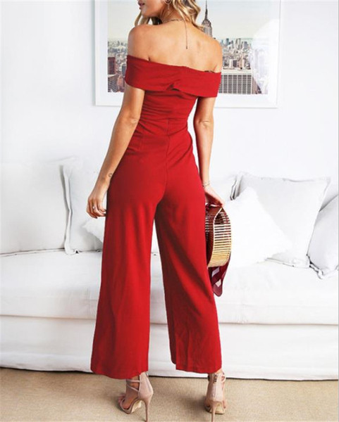 Stílusos női overál csupasz váll fekete és piros színben - két modell