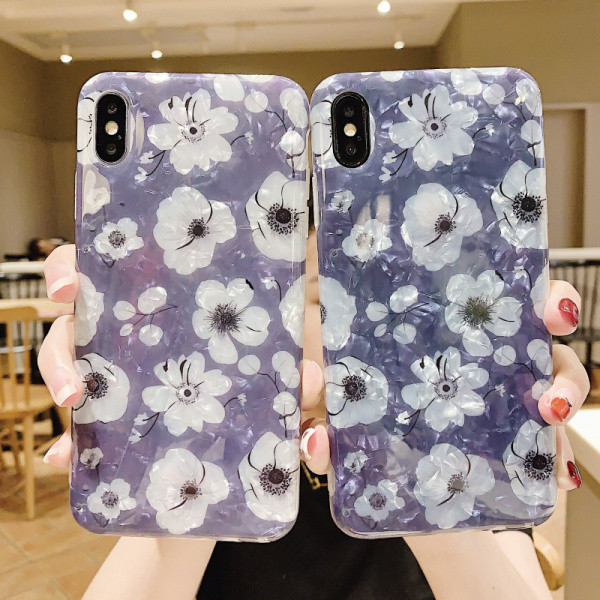 Μωβ  θήκη από σιλικόνη Floral Pattern για Iphone X / XS