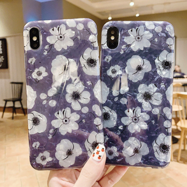 Μωβ  θήκη από σιλικόνη Floral Pattern για Iphone X / XS