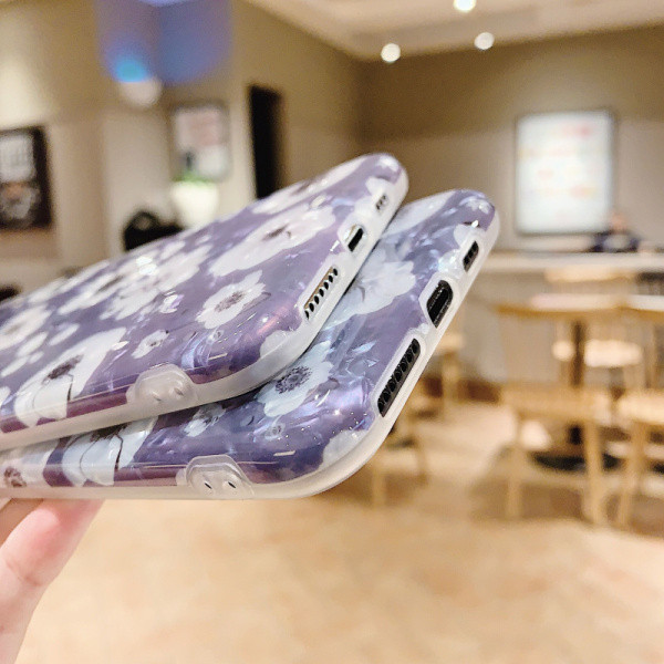 Μωβ  θήκη από σιλικόνη Floral Pattern για Iphone X / XS