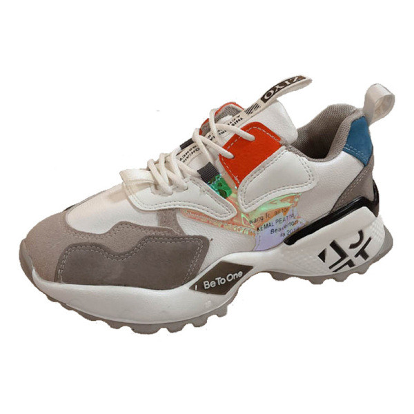 Μοντέρνα γυναικεία αθλητικά παπούτσια σε δύο χρώματα με κορδόνια και χρωματιστό τύπωμα