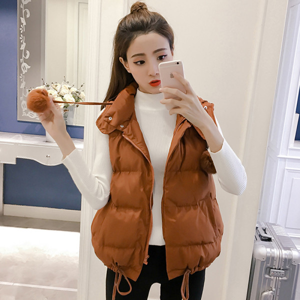 Casual γυναικείο γιλέκο σε τρία χρώματα με κουκούλα και κορδόνια