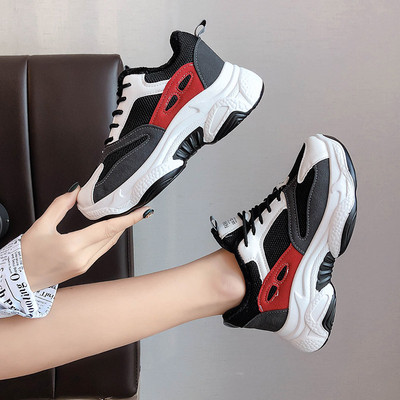 Καθημερινά γυναικεία αθλητικά παπούτσια με κορδόνια και χοντρύ σόλα σε δύο χρώματα