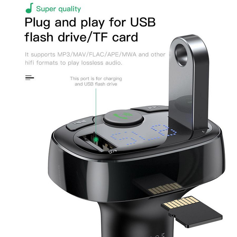 FM πομπό με δύο θύρες USB και λειτουργία κλήσης