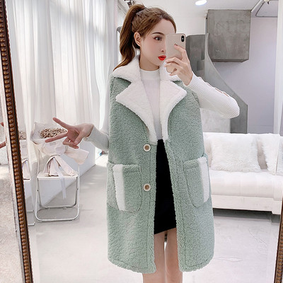 Női plüssmellény három színben, gombokkal és zsebekkel