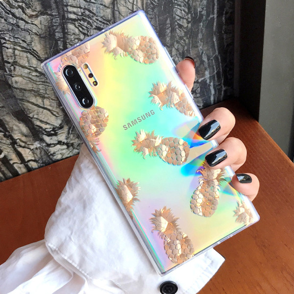 Прозрачен калъф с листа и ананаси в златист цвят за Samsung Note 10