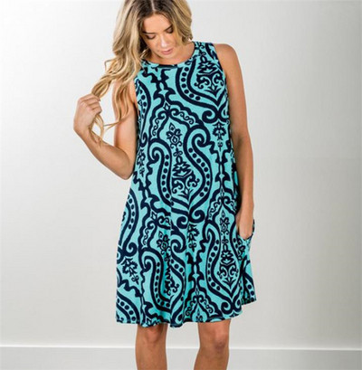 Γυναικείο καλοκαιρινό φόρεμα με στρογγυλό λαιμόκοψη σε διάφορα χρώματα