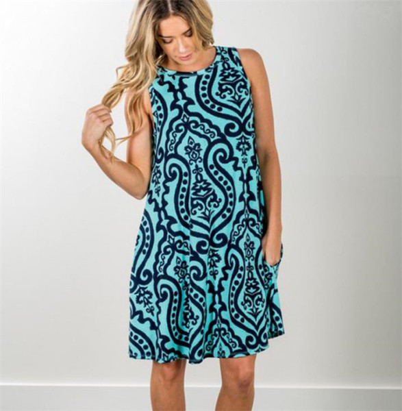 Γυναικείο καλοκαιρινό φόρεμα  με στρογγυλό λαιμόκοψη σε διάφορα χρώματα