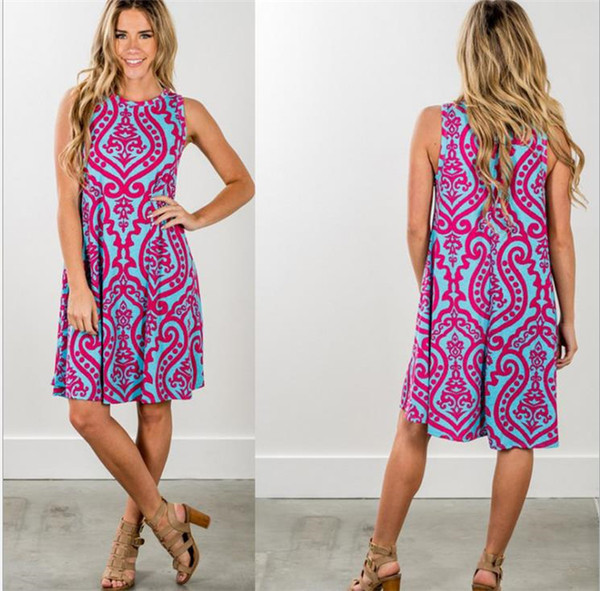 Γυναικείο καλοκαιρινό φόρεμα  με στρογγυλό λαιμόκοψη σε διάφορα χρώματα