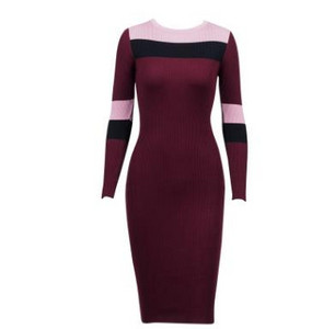 Χειμερινό γυναικείο φόρεμα με μακρύ μανίκι στενή εφαρμογή