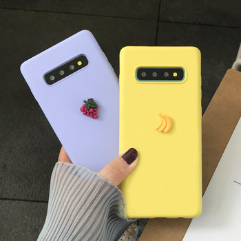 Силиконов калъф с 3D елемент плодове в жълт,син и розов цвят за Samsung S10