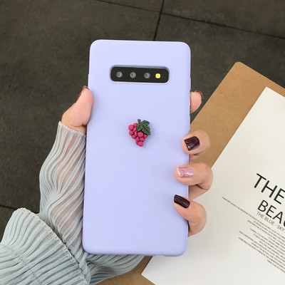 Szilikon tok 3D gyümölcs elemmel sárga, kék és rózsaszín színben Samsung S10-hez