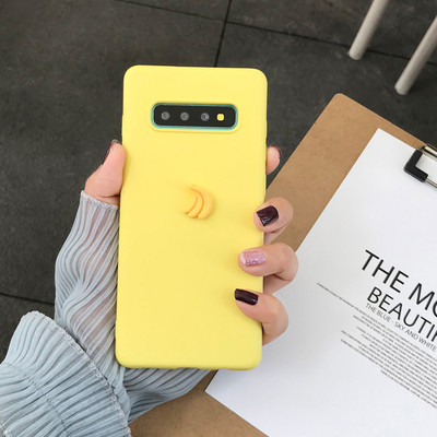 Szilikon tok 3D gyümölcs elemmel sárga, kék és rózsaszín színben Samsung S10-hez
