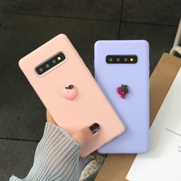 3D θήκη από σιλικόνη σε κίτρινο, μπλε και ροζ  χρώμα με τύπωμα φρούτα για Samsung S10