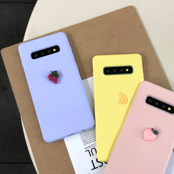 3D θήκη από σιλικόνη σε κίτρινο, μπλε και ροζ  χρώμα με τύπωμα φρούτα για Samsung S10