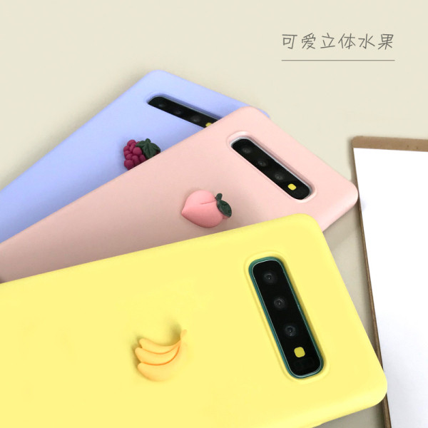 3D θήκη από σιλικόνη σε κίτρινο, μπλε και ροζ  χρώμα με τύπωμα φρούτα για Samsung S10