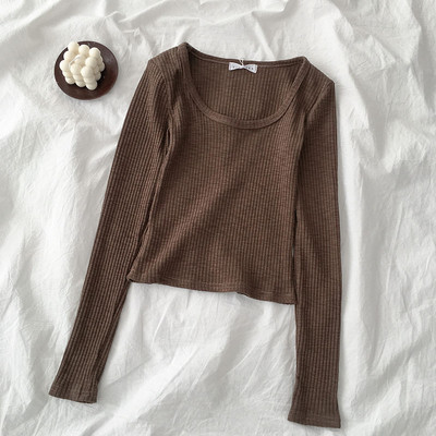 Καθημερινή γυναικεία μπλούζα με ωοειδές λαιμόκοψη και μακριά μανίκια σε τρία χρώματα