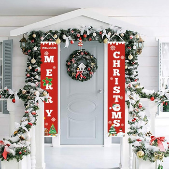 Χριστουγεννιάτικη διακόσμηση για το σπίτι με χαρούμενα χριστουγεννιάτικα γράμματα και ετικέτες στο κόκκινο