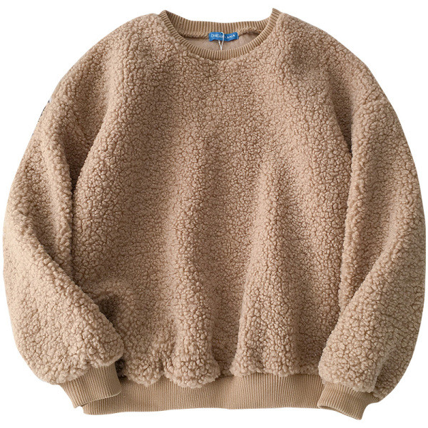 Fehér és barna színű női pulóver ovális nyakkivágással és hosszú ujjal