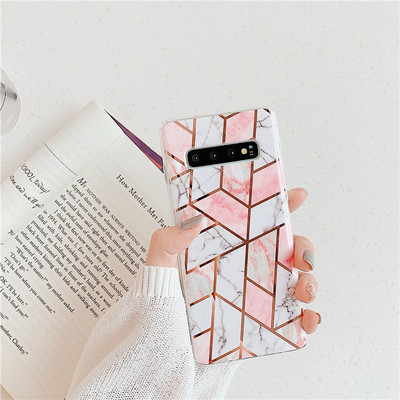 Márvány hatású szilikon tok fehér és rózsaszín színben Samsung S10-hez