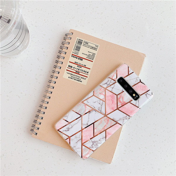 Λευκή και ροζ μαρμάρινη θήκη σιλικόνης για Samsung S10