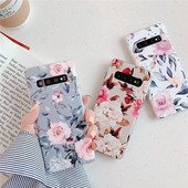 Husa din silicon cu model floral Samsung S10 in gri, alb si roz