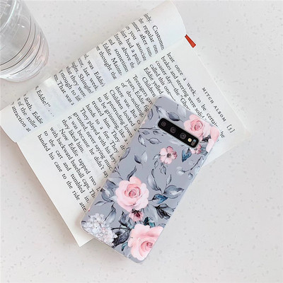 Husa din silicon cu model floral Samsung S10 in gri, alb si roz